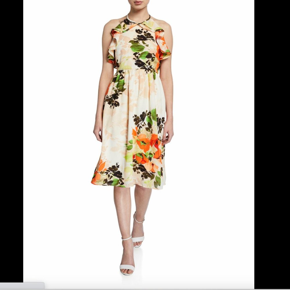 NEW- Nicole Miller Studio Sleeveless Ruffle Detail